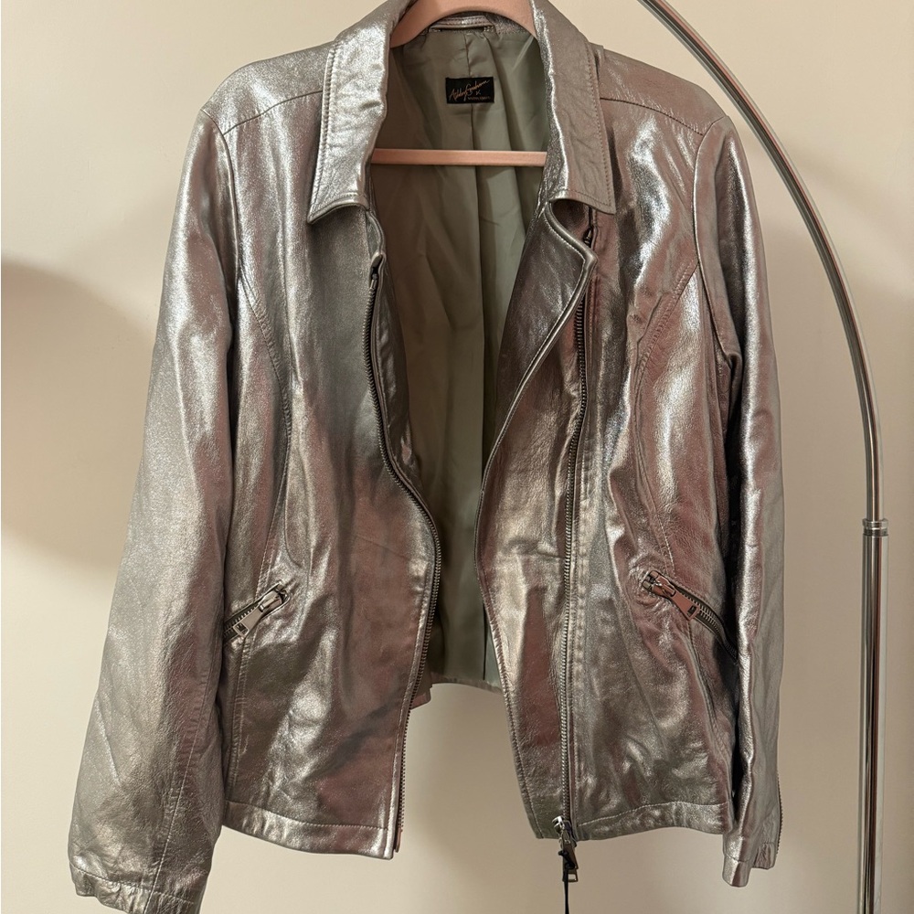 Silver Leather Ashley Graham x Marina Rinaldi Jacket